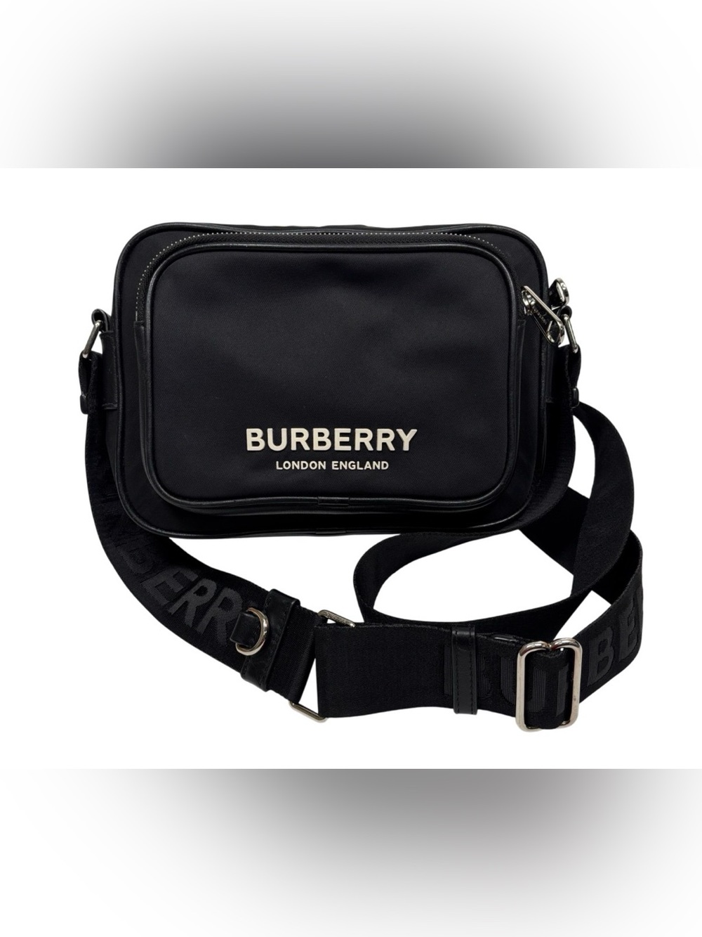 Burberry Black Logo Crossbody Bag with Adjustable Strap Authentic - Picture 2 of 10